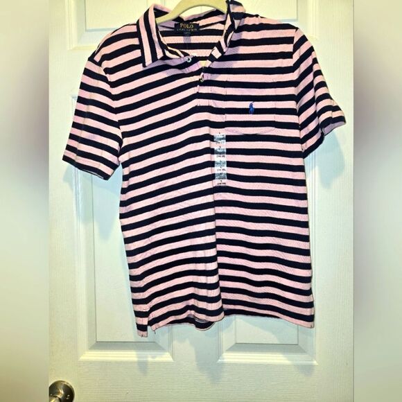 Ralph Lauren Polo Shirt, Boys sz L, Blue & pink.NWT!